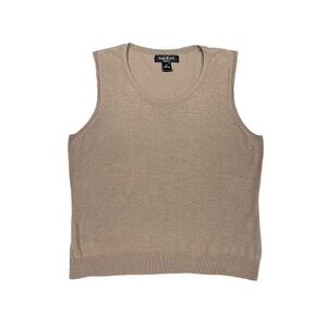 Vintage‎ August Silk Sleeveless Sweater Women’s Large Petite Tan